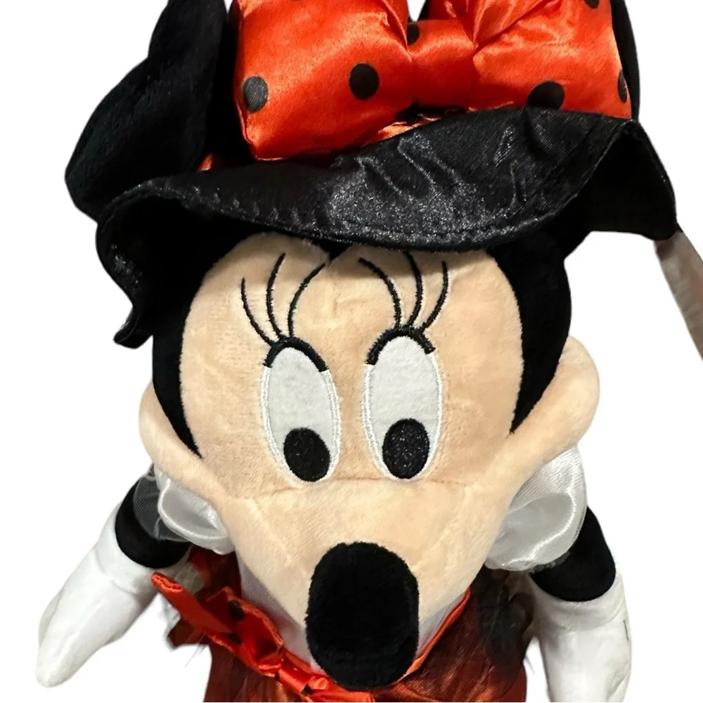 Disney Minnie Mouse Witch Halloween Greeter 21” Black, Orange, Polka Dot. New